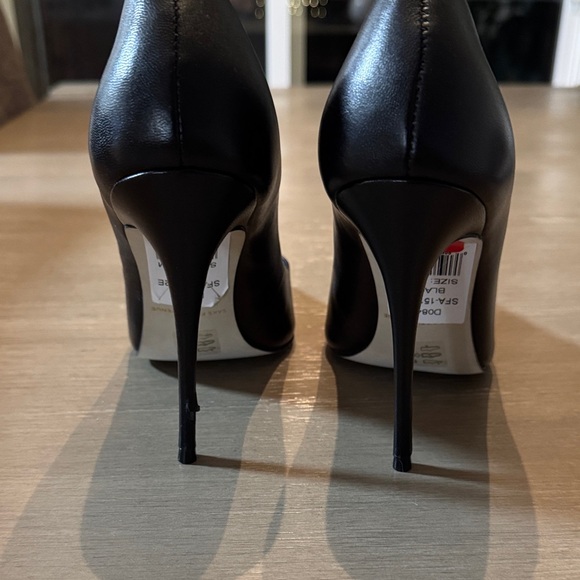 Saks Fifth Avenue Black Heels with Silver Accents - Picture 3 of 6
